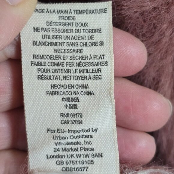 Free People Cardigan Womens XS Dusty Rose Fuzzy Faux Fur Open Front Pockets - Picture 6 of 12